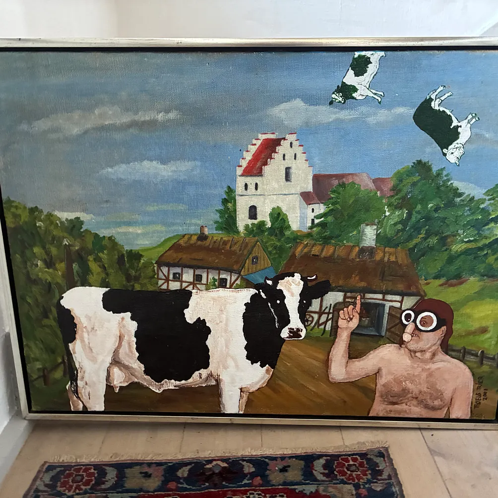 Troels Trier Oliemaleri på lærred. 85 x 88 cm.