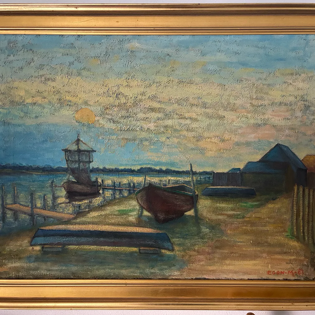 Egon Madsen, Oliemaleri. sign. fra Lillestranden Kerteminde